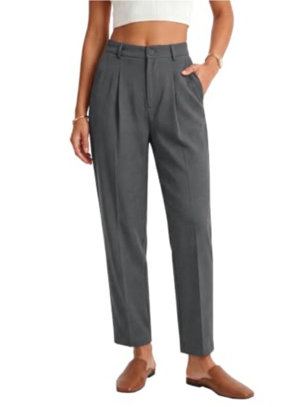 Women's Stretch Wrinkle-Free Ankle Work Pants Tapered Trousers
